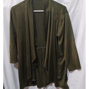 Studio Works Green Cardigan  Size L Open Front Thin